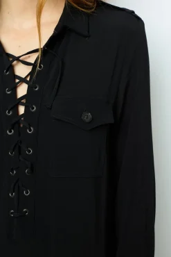 Black maxi dress with lace - SIRENA