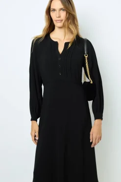 Black waisted midi dress - SOLANGE