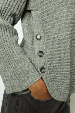 Boat neck sweater with buttons - JOLINE