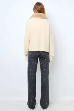 Cashmere cardigan with collar and fingerless gloves - JADWIGE