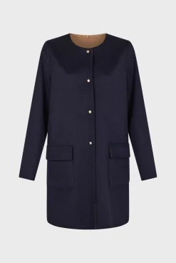Coat in reversible fine wool fabric - LAREEN