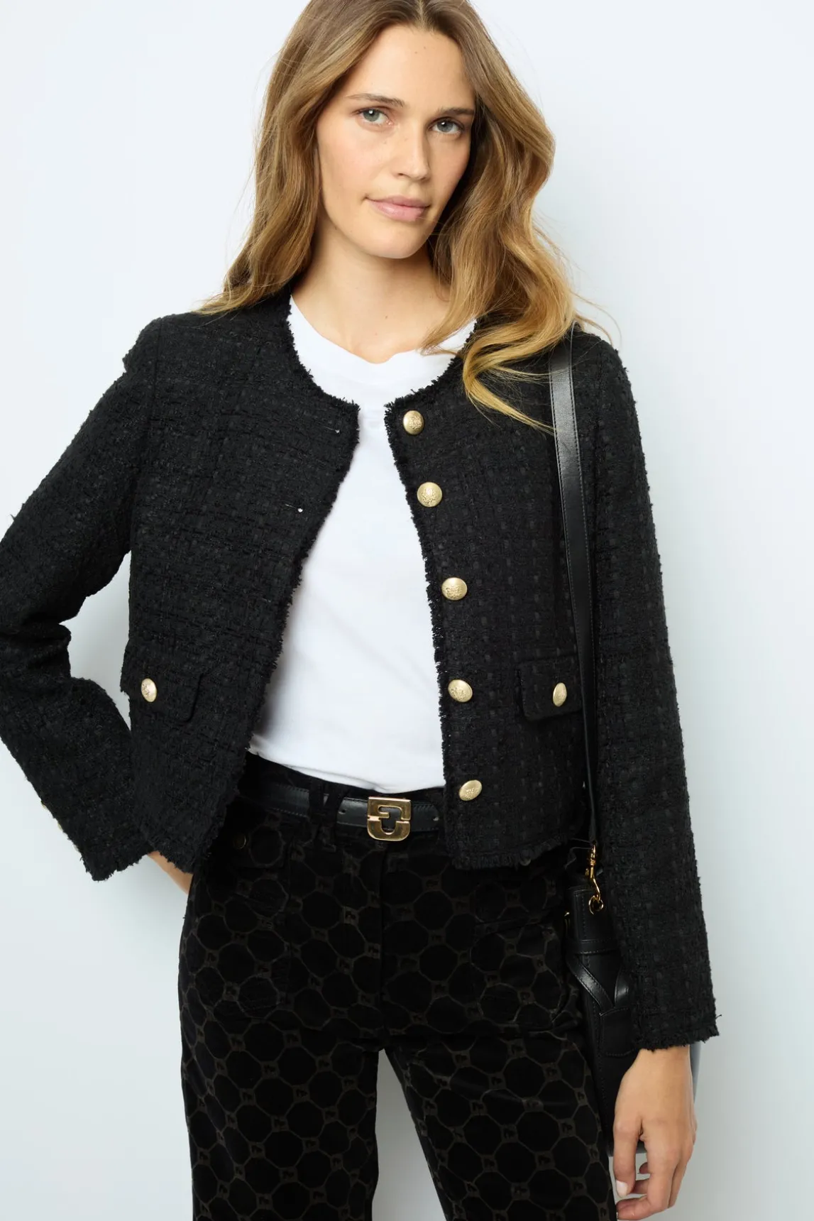 Collarless tweed jacket - MELISSA