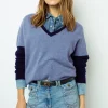 Color block cashmere V-neck sweater - JALYA