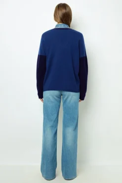 Color block cashmere V-neck sweater - JALYA