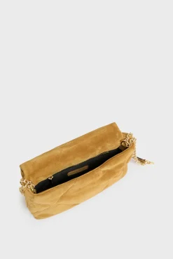 Crossbody bag in quilted suede leather