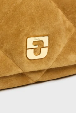Crossbody bag in quilted suede leather
