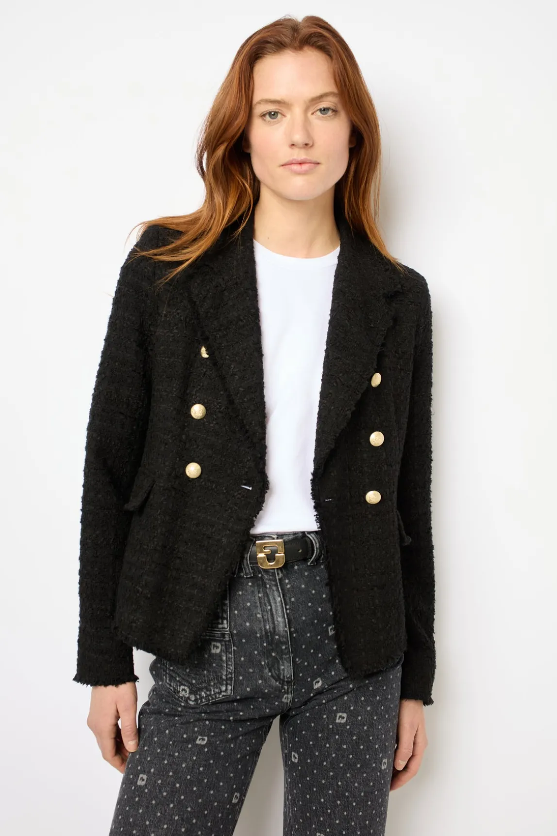 Double-breasted tweed blazer - MYLA