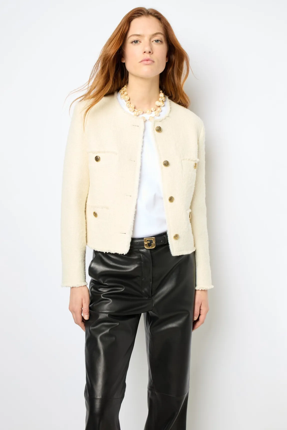 Ecru tweed jacket - MORGANE