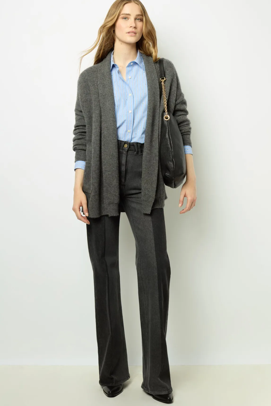 Edge to edge, open cashmere cardigan - JOHANA