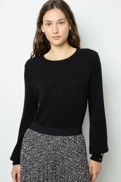 Fine-ribbed black sweater - JEANNE