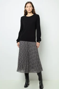 Fine-ribbed black sweater - JEANNE