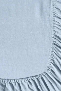 Fitted washed linen sheet - Sky blue