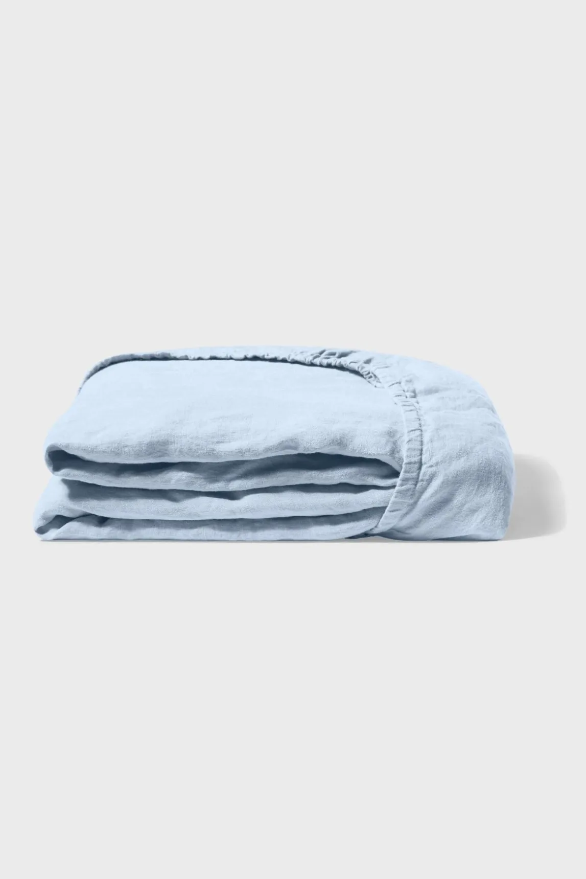 Fitted washed linen sheet - Sky blue
