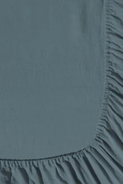 Fitted washed linen sheet - midnight blue
