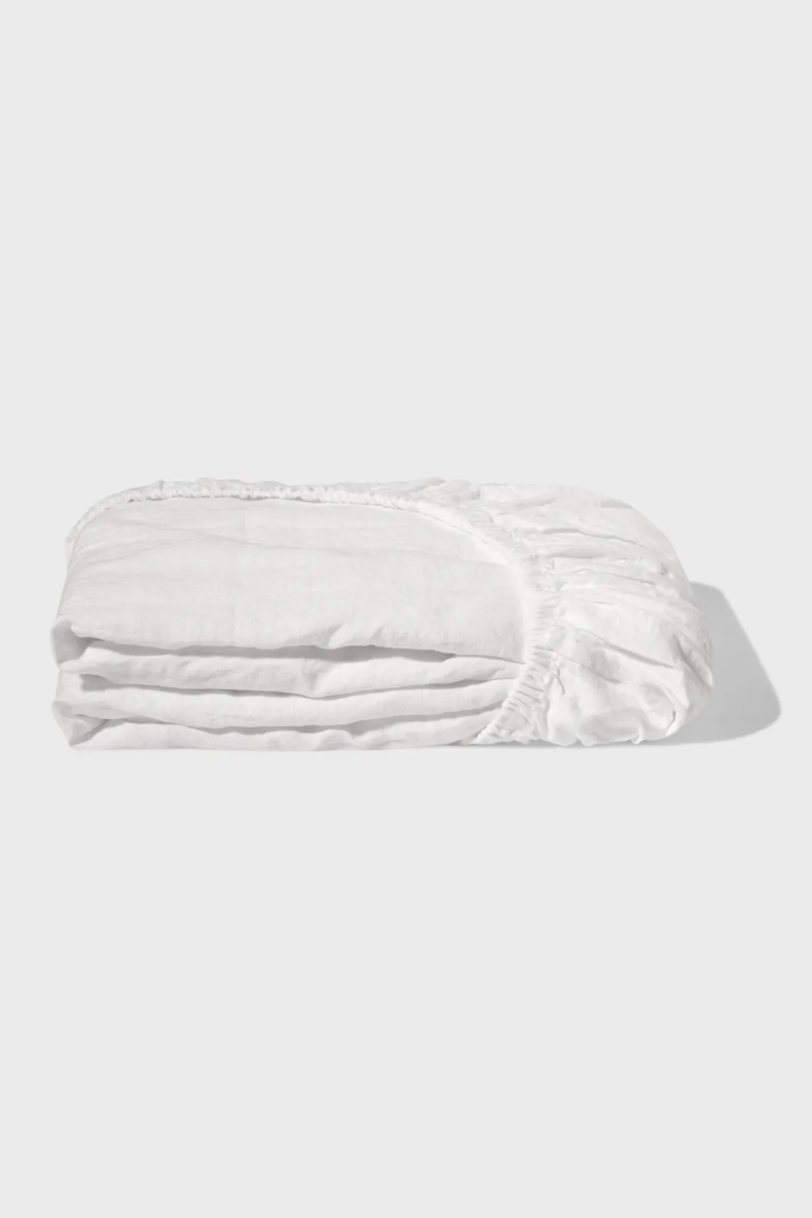 Fitted washed linen sheet - white