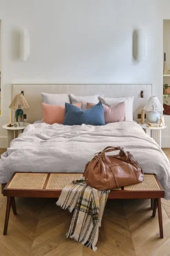 Flat washed linen sheet - pearl grey