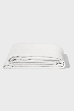Flat washed linen sheet - white