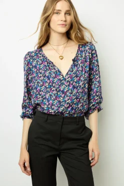 Floral jacquard blouse - BRITTANIA
