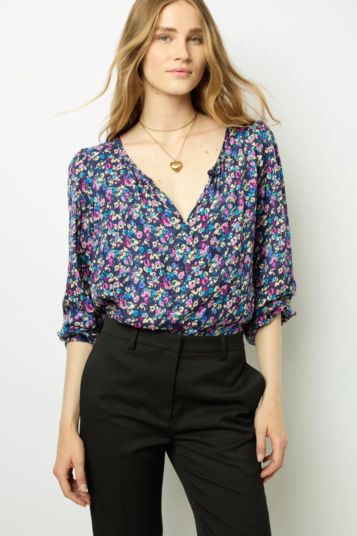 Floral jacquard blouse - BRITTANIA