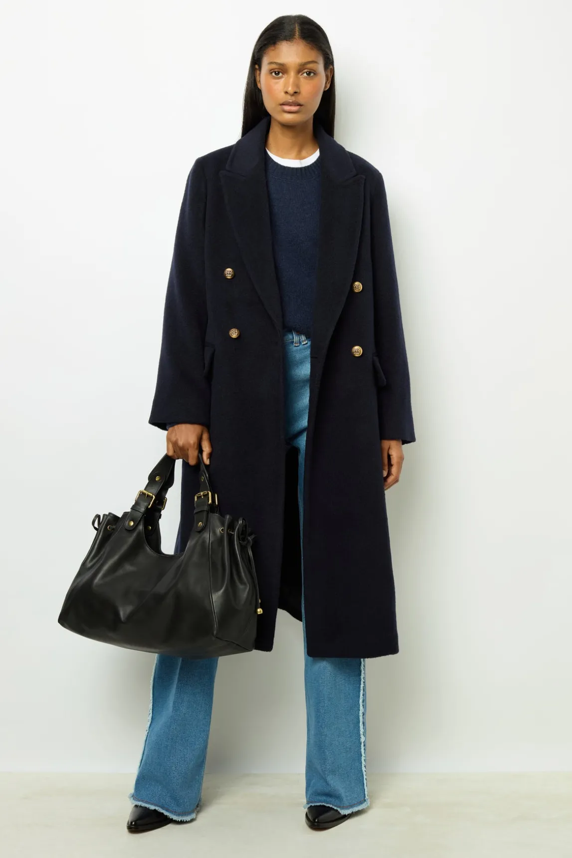 Full-length coat in wool and alpaca blend - LARISSE