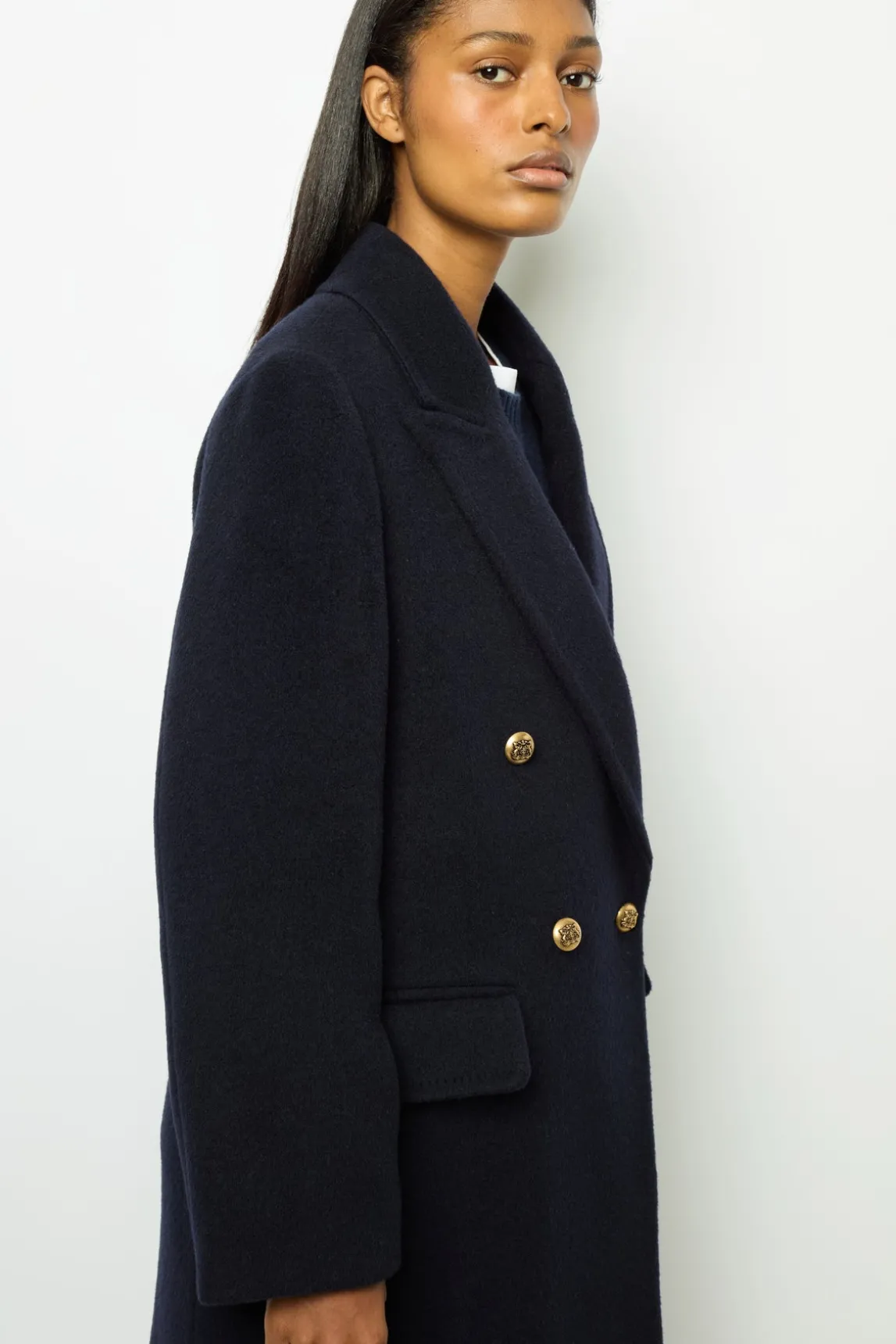 Full-length coat in wool and alpaca blend - LARISSE