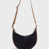 Half-moon bag in suede leather - LE SUZANNE