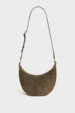 Half-moon bag in suede leather - LE SUZANNE