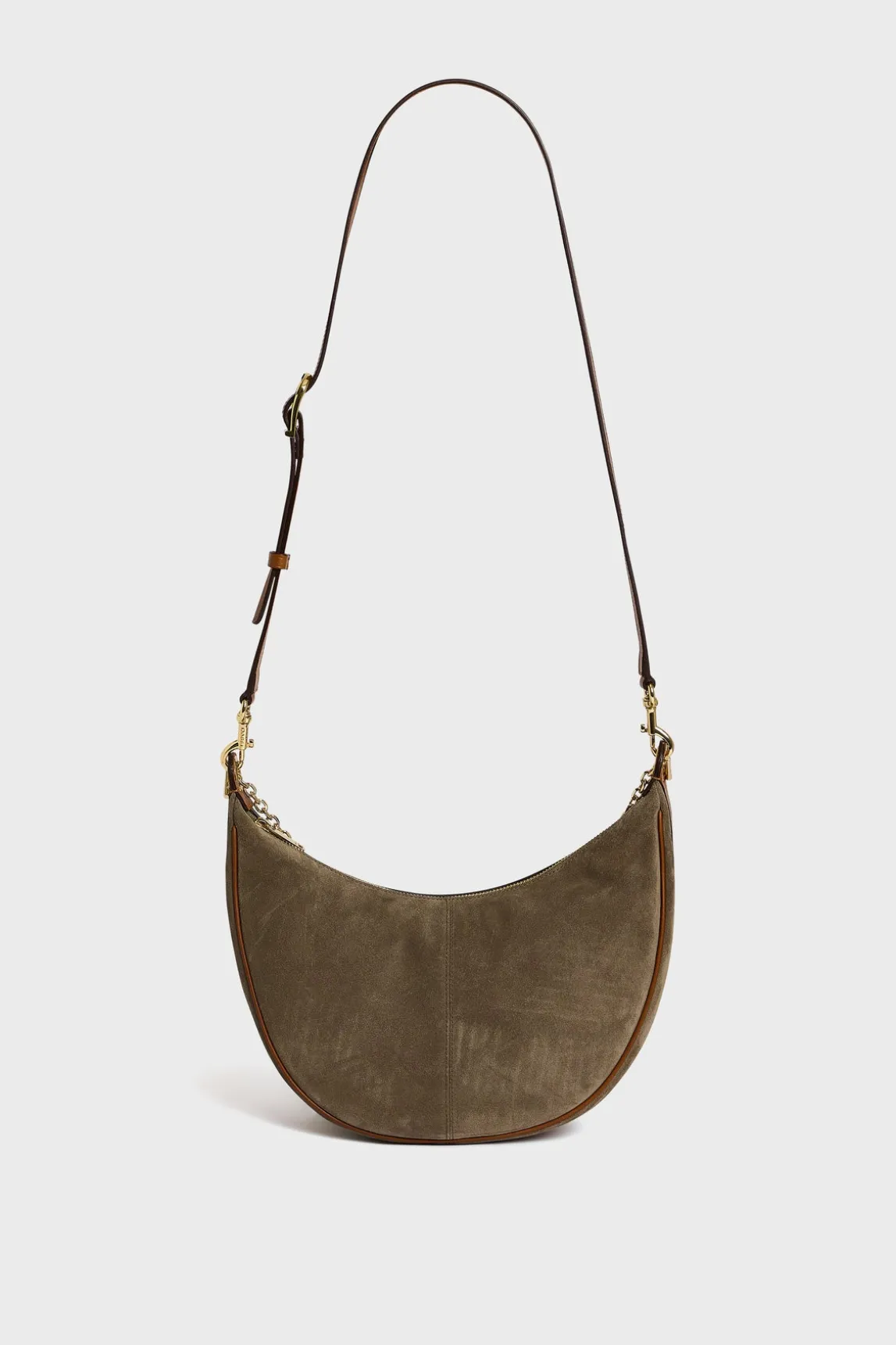 Half-moon bag in suede leather - LE SUZANNE