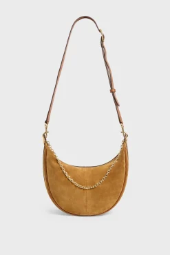 Half-moon bag in suede leather - LE SUZANNE