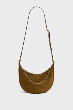 Half-moon bag in suede leather - LE SUZANNE