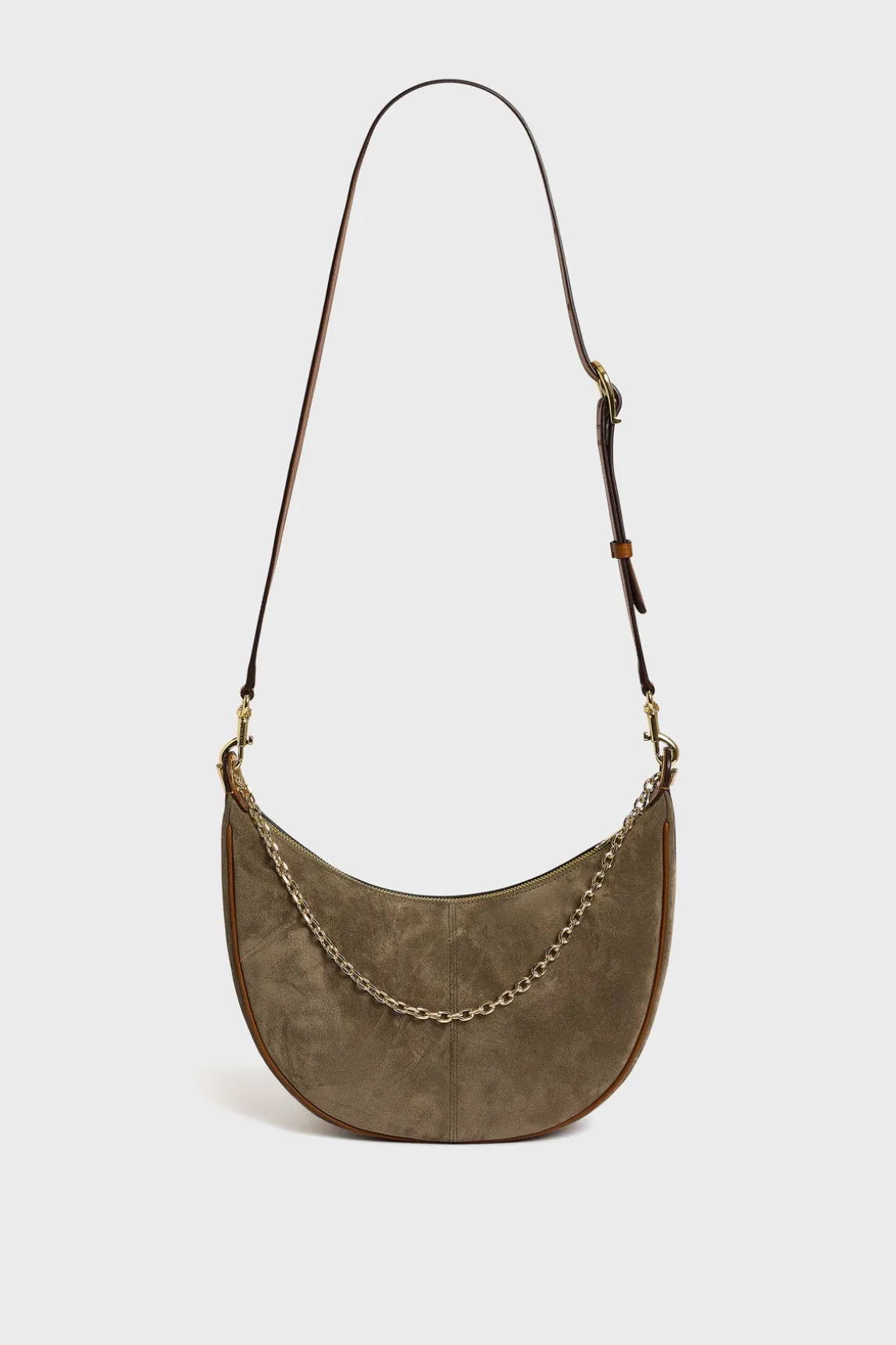 Half-moon bag in suede leather - LE SUZANNE