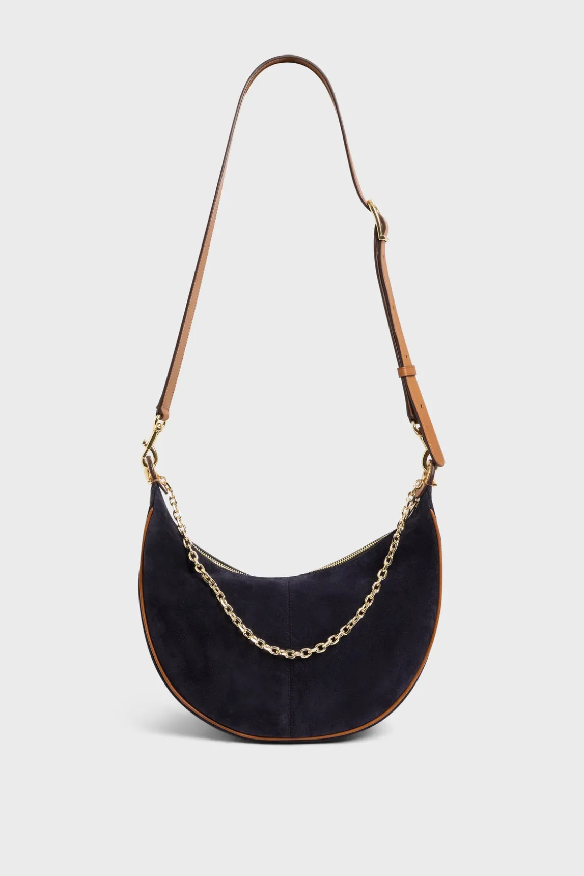 Half-moon bag in suede leather - LE SUZANNE