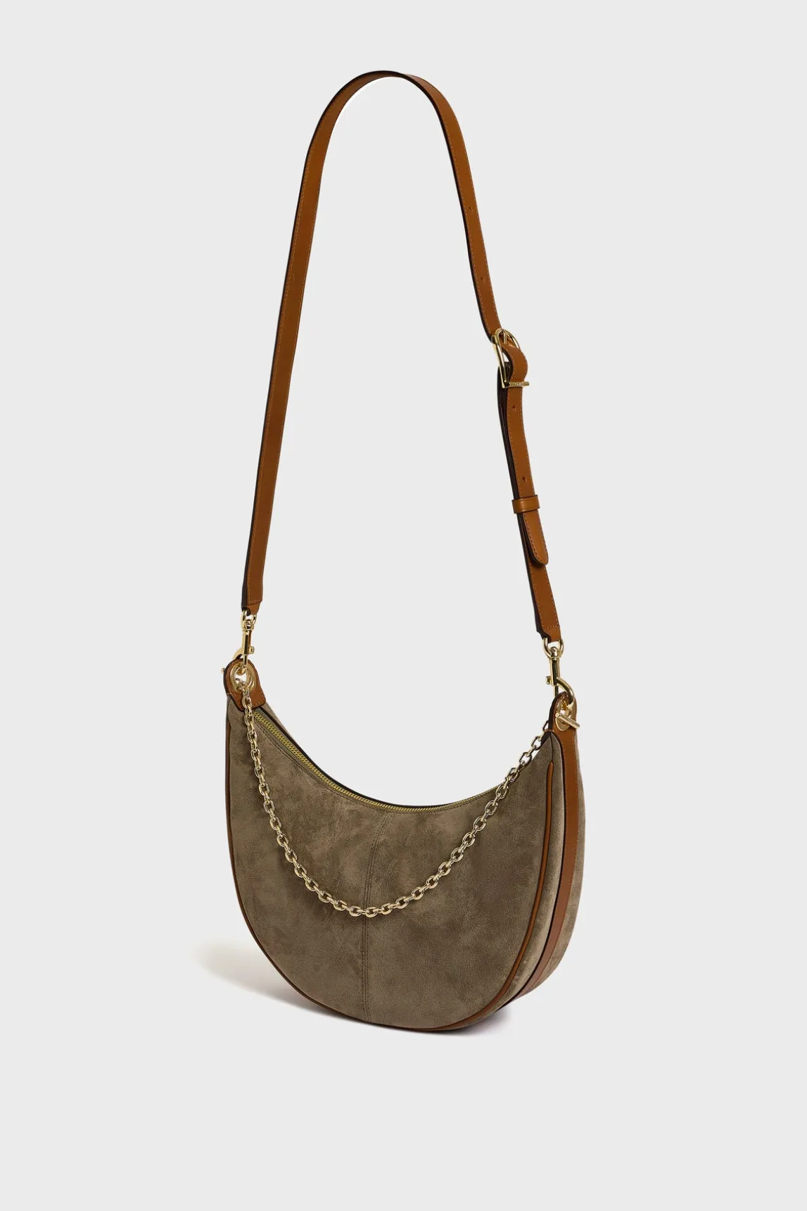 Half-moon bag in suede leather - LE SUZANNE