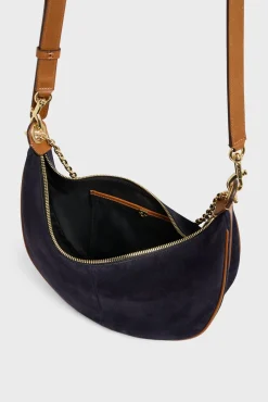 Half-moon bag in suede leather - LE SUZANNE
