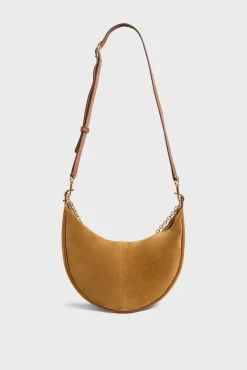 Half-moon bag in suede leather - LE SUZANNE
