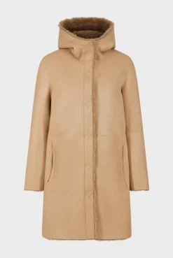 Hooded shearling straight coat - LELIE