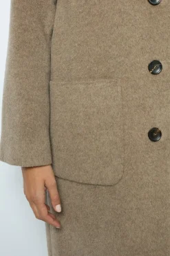 Hooded, straight cut wool and angora coat - LANELLE