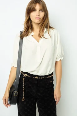 Jacquard blouse with ruffles - BEATRICE