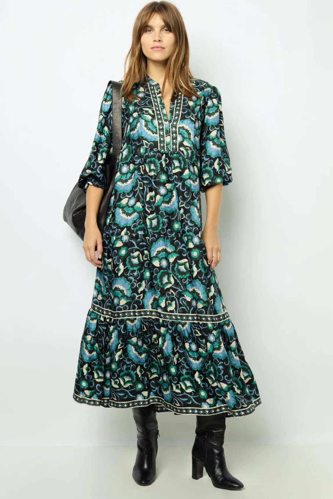 Jacquard print midi dress - SANDA