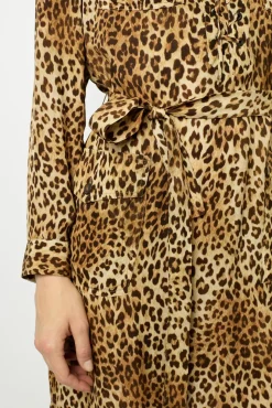 Leopard Print Maxi Dress with Lace-Up Detail - SIRENA