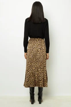 Leopard satin midi skirt - CONSTANCE