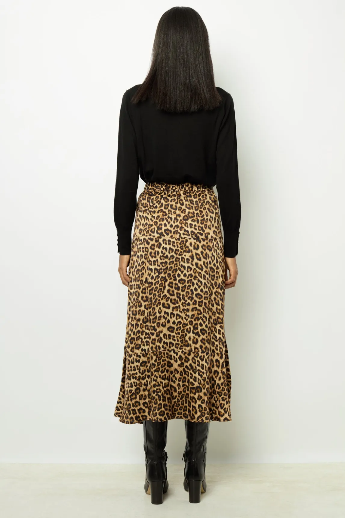 Leopard satin midi skirt - CONSTANCE