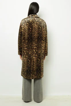 Leopard velvet straight coat - LEUNDA