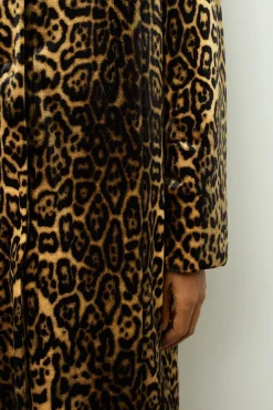 Leopard velvet straight coat - LEUNDA