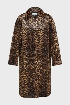 Leopard velvet straight coat - LEUNDA