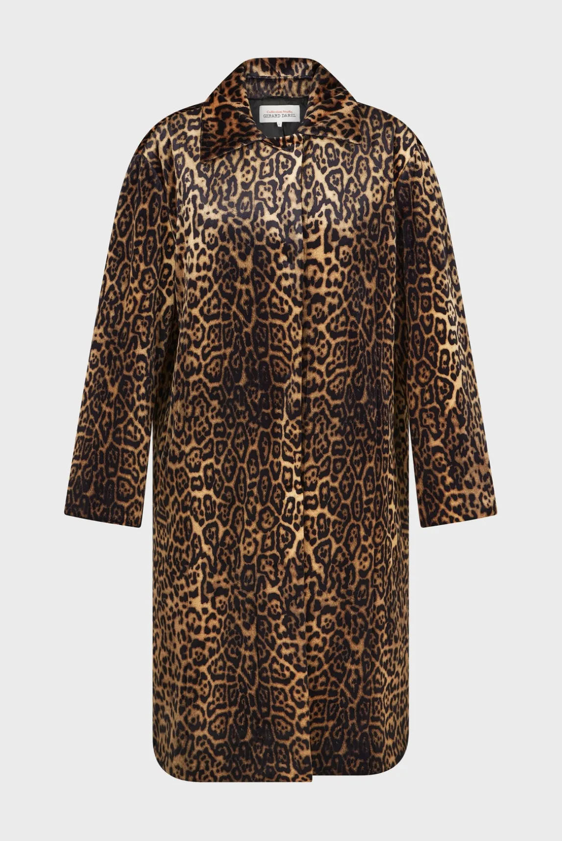 Leopard velvet straight coat - LEUNDA