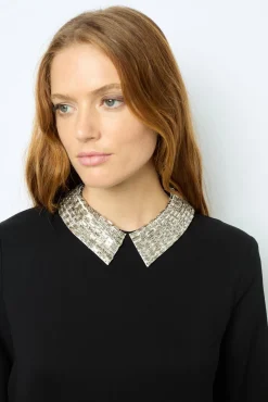 Mini dress with jewel shirt collar - SYLVINE