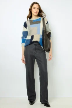 Mohair color block sweater - JANYCE