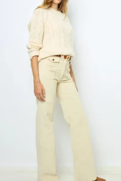 Natural velvet flare pants - ANNA