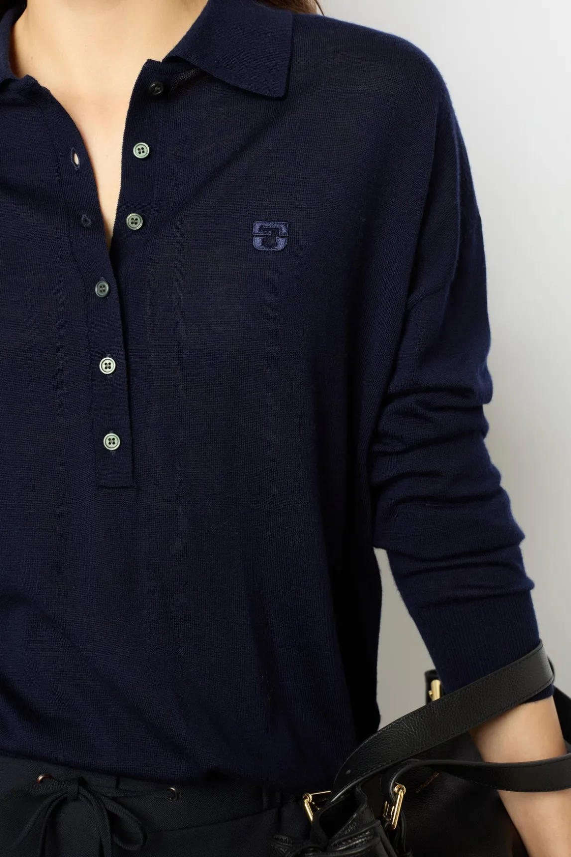 Navy blue fine wool polo shirt - JENNY